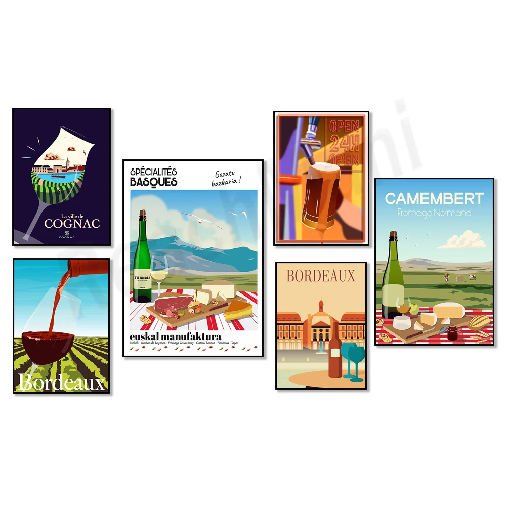 Wine Beer Europe - Póster de vides de Burdeos, vino,